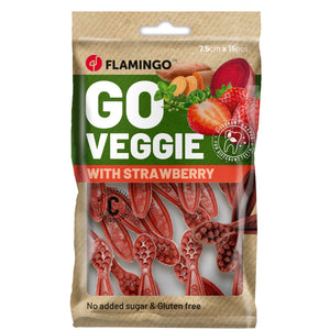 Flamingo Veggie Toothbrush with Strawberry - лакомство за куче с ягода 120 гр