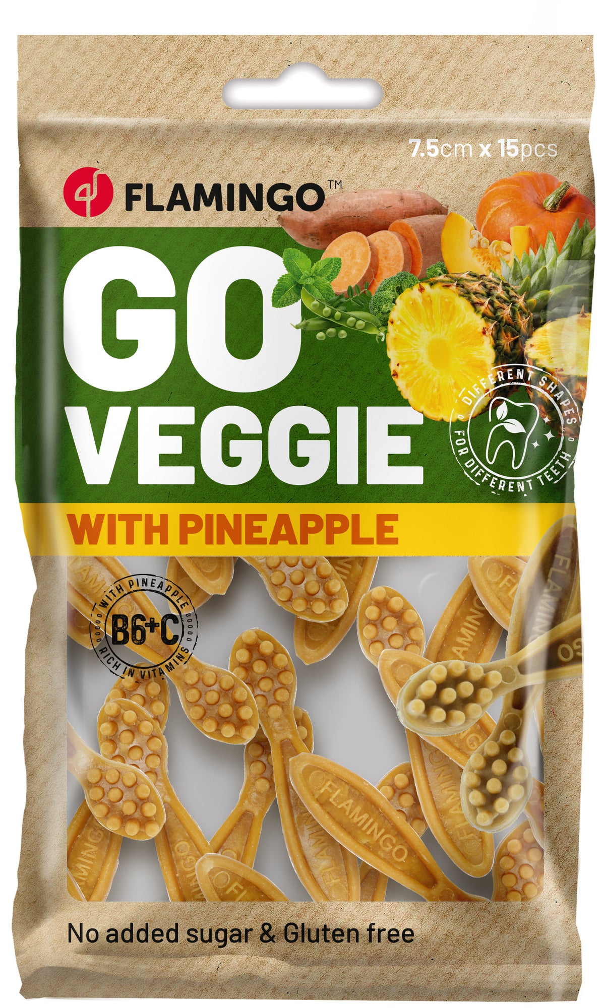 Flamingo Veggie Toothbrush with Pine Apple - лакомство за куче с ананас 120 гр
