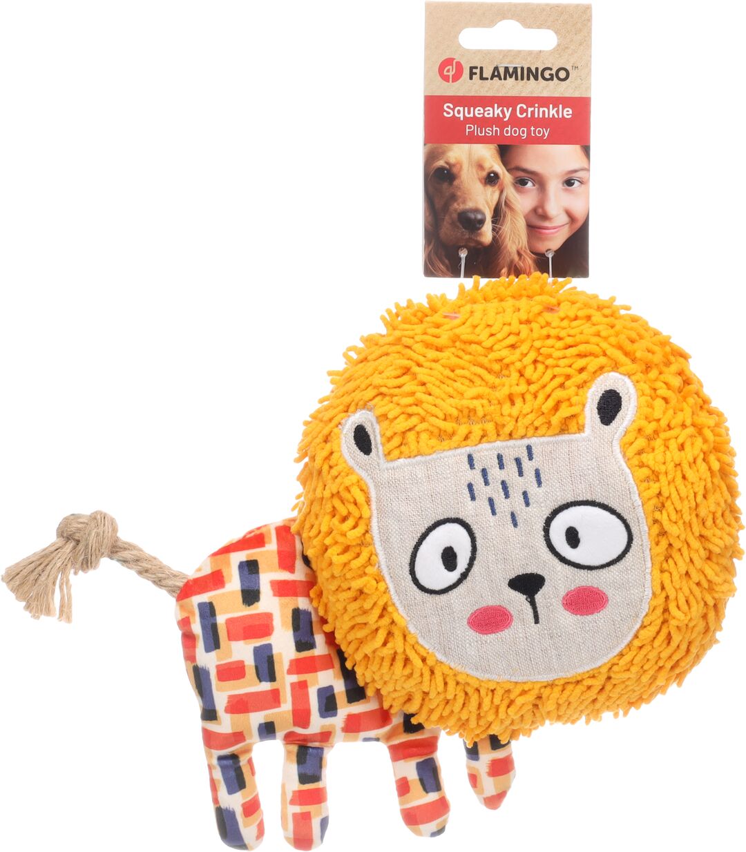 Flamingo Toy Saffia Lion with Rope Ochre - плюшена играчка 22 / 6 / 18 см