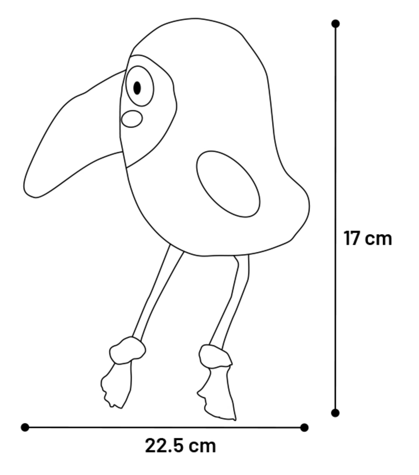 Flamingo Toy Saffia Bird with Rope - плюшена играчка 22,5 / 6,5 / 17 см