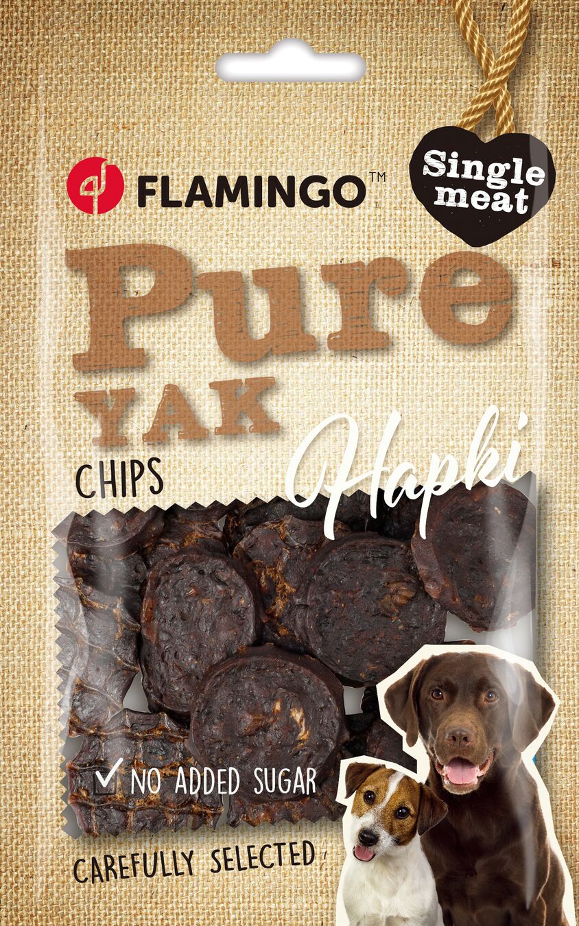 Flamingo Snacks Hapki Pure Chips with Yak - лакомство за куче с як 85 гр