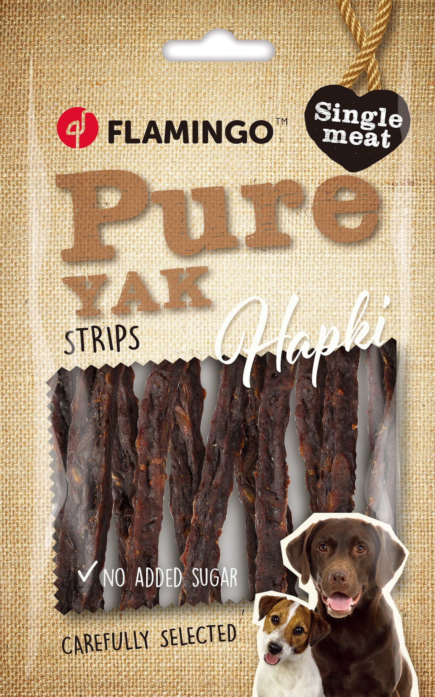 Flamingo Snacks Hapki Pure Strips with Yak - лакомство за куче с як 85 гр