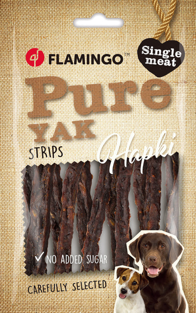 Flamingo Snacks Hapki Pure Strips with Yak - лакомство за куче с як 85 гр
