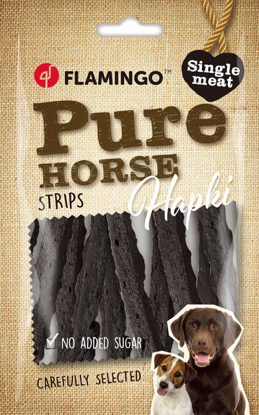 Flamingo Snacks Hapki Pure Strips with Horse - лакомство за куче с конско 85 гр
