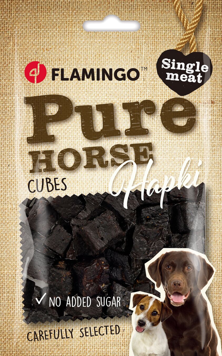 Flamingo Snacks Hapki Pure Cubes with Horse - лакомство за куче с конско 85 гр