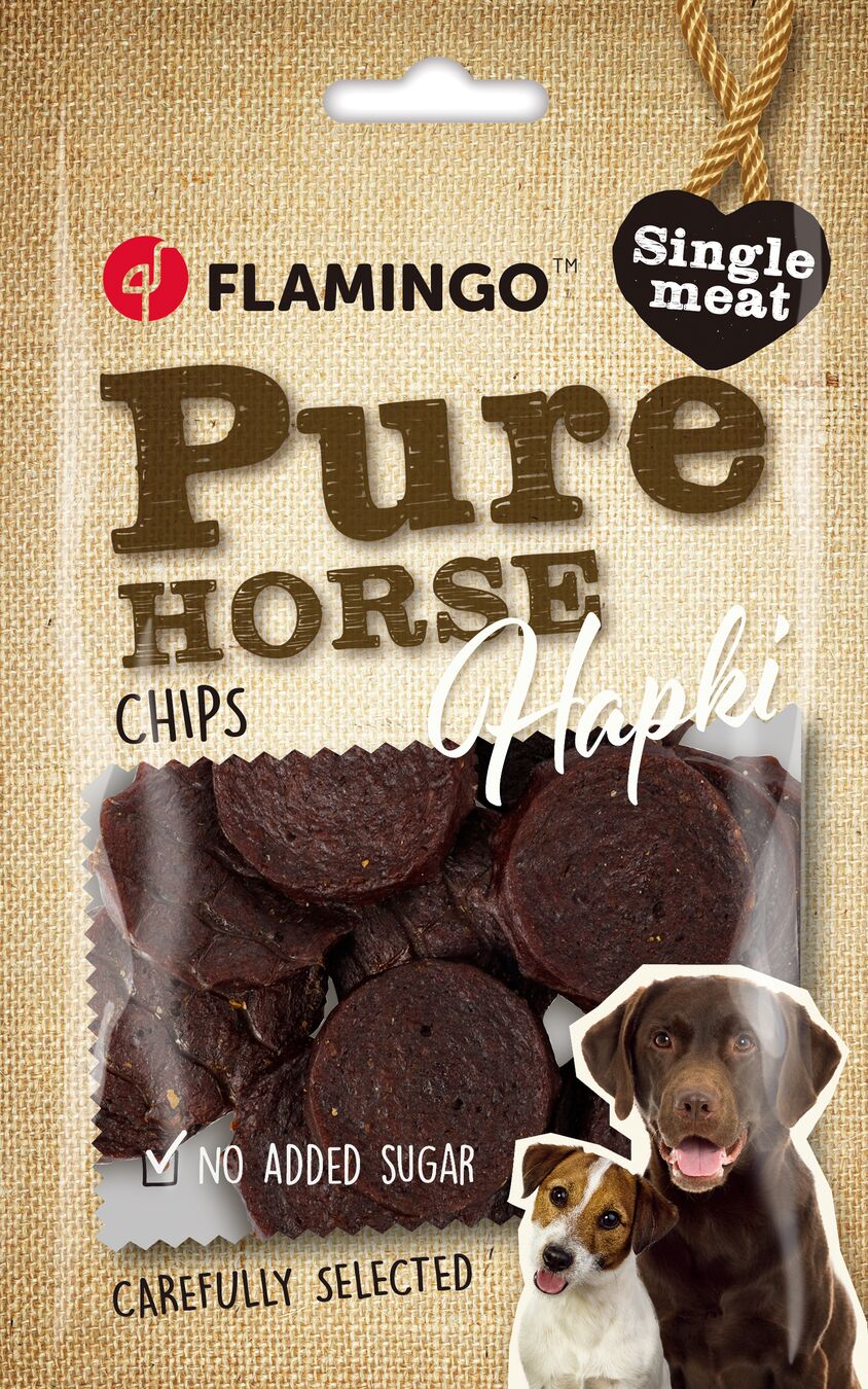 Flamingo Snacks Hapki Pure Chips with Horse - лакомство за куче с конско 85 гр