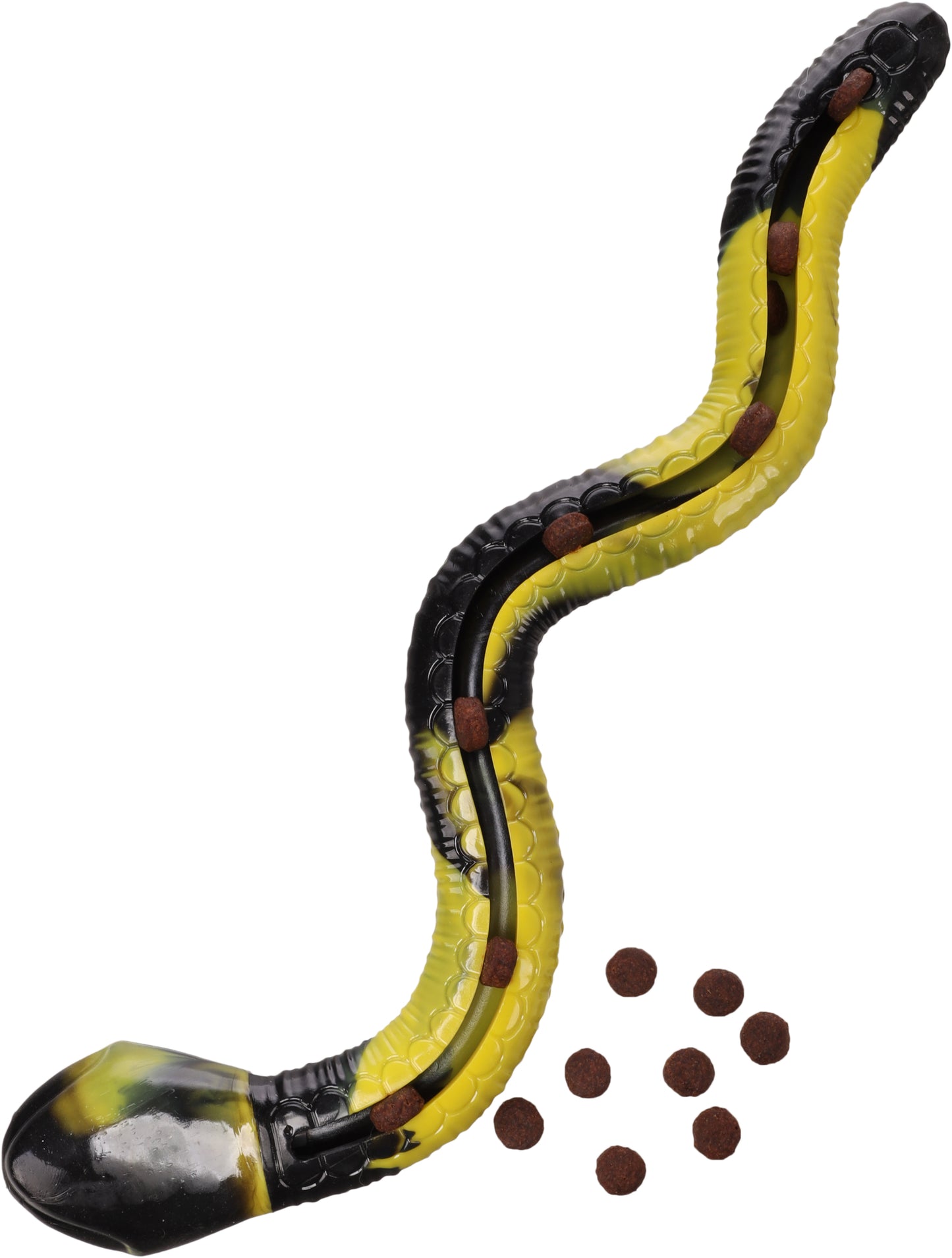 Flamingo Toy Sneaky Snake - играчка за лакомства от термопластичен каучук 42 / 13 / 5,5 см, жълта