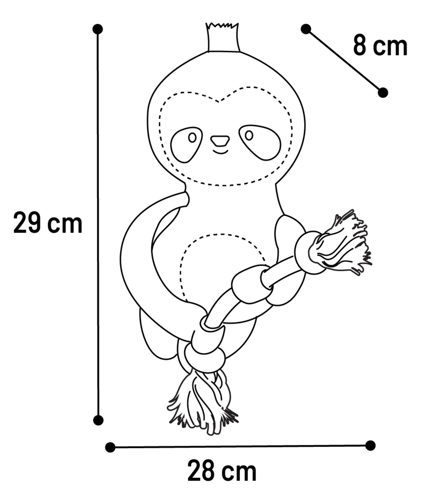 Flamingo Toy Puppy Phoebe Sloth with Rope - плюшена играчка с въже за куче 28 / 8 / 29 см