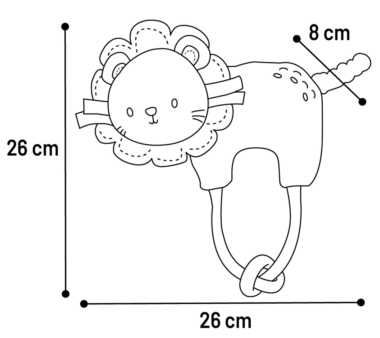 Flamingo Toy Puppy Kobe Lion with Rope - плюшена играчка с въже за куче 26 / 8 / 26 см