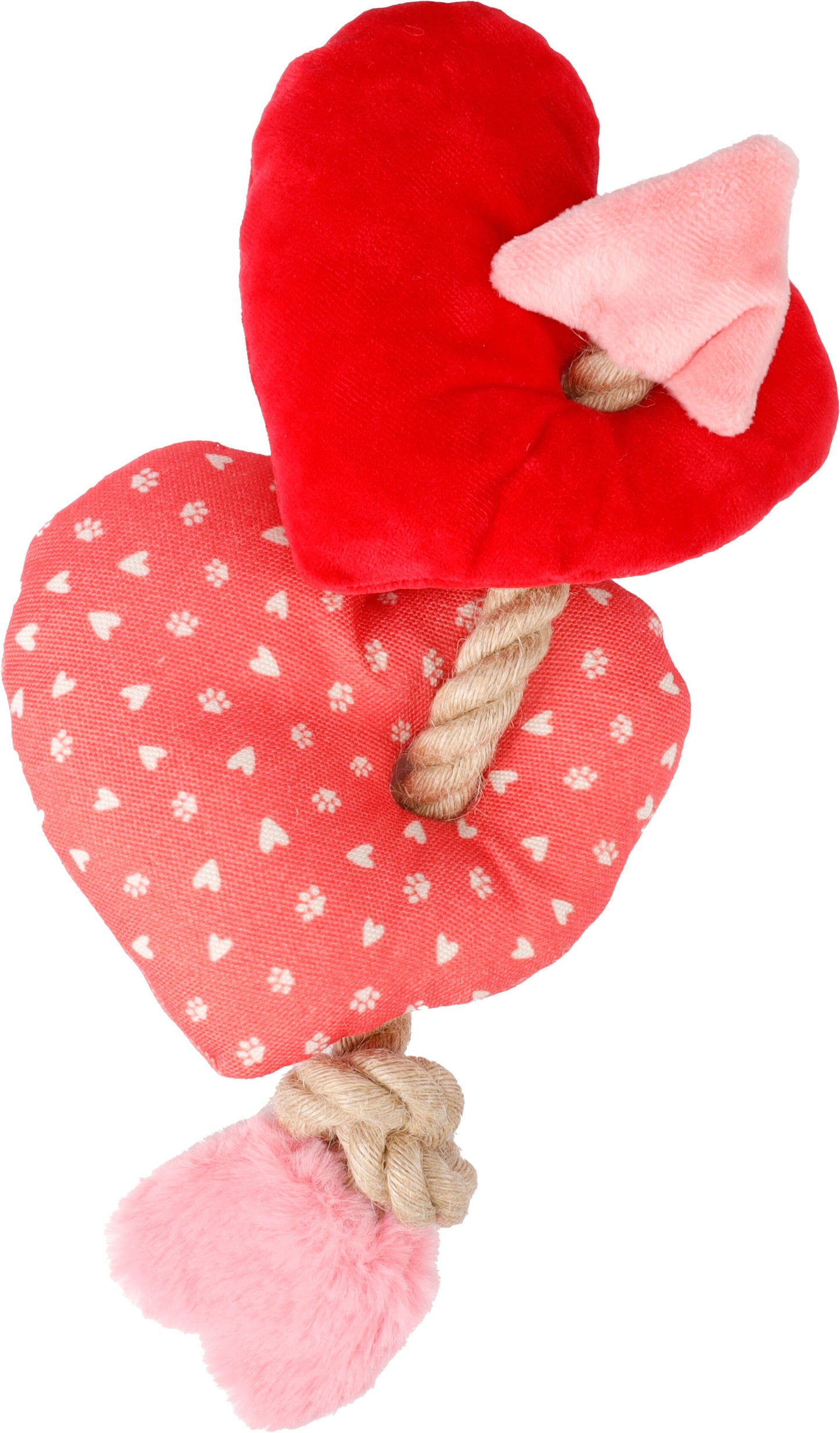 Flamingo Toy Lieve Heart with Rope - играчка за куче 28 / 14 / 13 см