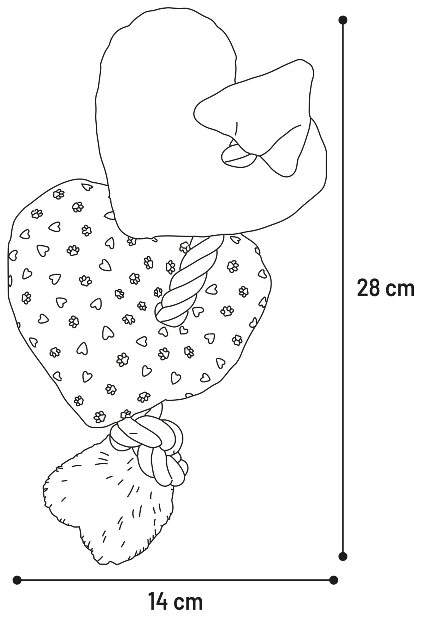 Flamingo Toy Lieve Heart with Rope - играчка за куче 28 / 14 / 13 см