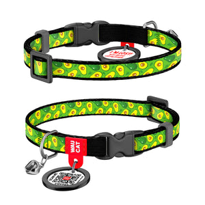 WAUCAT Nylon Cat Collar QR Avocado - нашийник за котки с QR таг 10 мм / 20-30 см