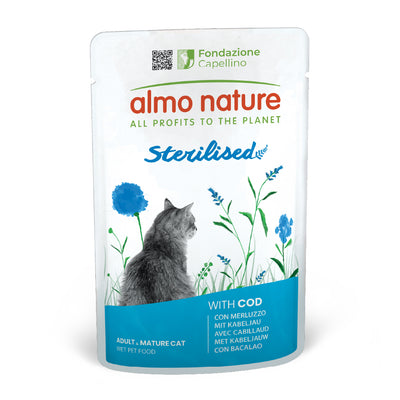 Almo Nature Holistic Functional Sterilised with Cod - пауч за кастрирани котки с риба треска 70 гр