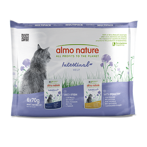 Almo Nature Inttestinal Help Multipack with Fish and Poultry - мултиопаковка паучове за котка с храносмилателна чувствителност с риба и пилешко месо 6 x 70 гр