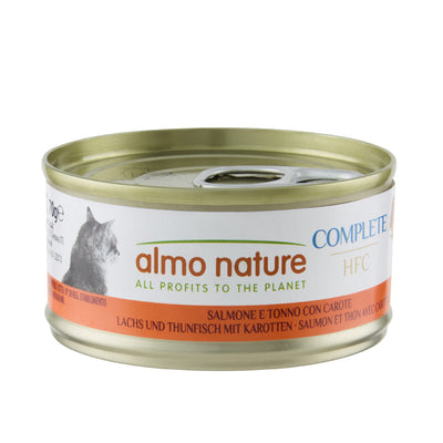 Almo Nature HFC Complete with Salmon, Tuna and Carrots - консерва за котки със сьомга, риба тон и моркови 70 гр