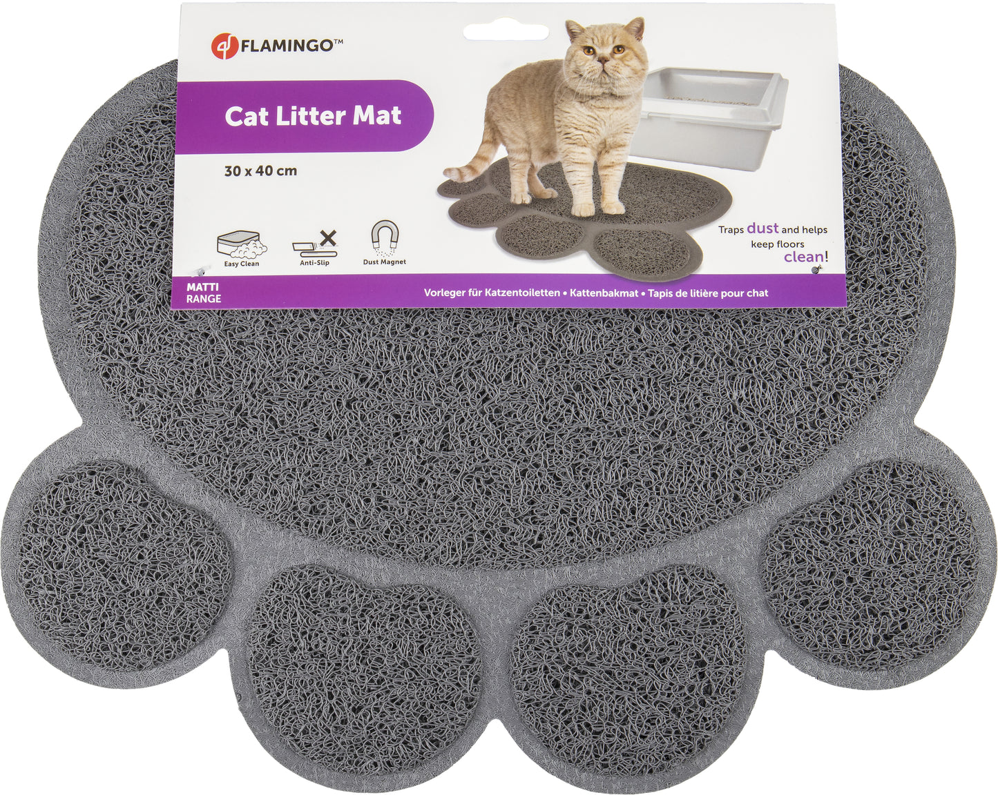 Flamingo Cat litter tray mat Pitou Matti - килимче за тоалетна, сиво