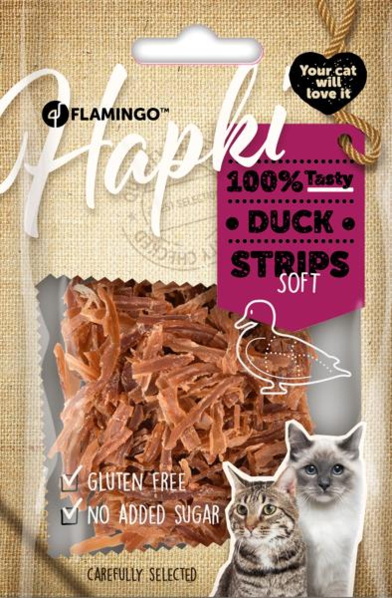 Flamingo Hapki Strips with Duck - лакомства за котка с патешко 50 гр