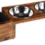 Flamingo Feeding and Drinking Bowl Duo Dinner Stand Lela - купички за котка с дървена поставка 2 х 375 мл
