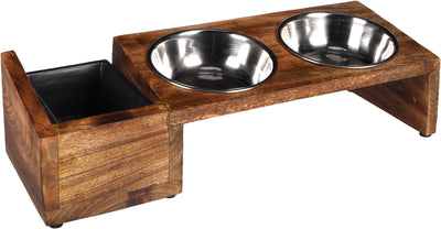 Flamingo Feeding and Drinking Bowl Duo Dinner Stand Lela - купички за котка с дървена поставка 2 х 375 мл