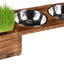 Flamingo Feeding and Drinking Bowl Duo Dinner Stand Lela - купички за котка с дървена поставка 2 х 375 мл