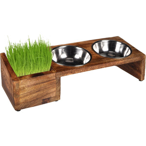 Flamingo Feeding and Drinking Bowl Duo Dinner Stand Lela - купички за котка с дървена поставка 2 х 375 мл