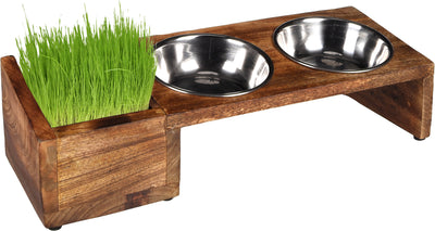 Flamingo Feeding and Drinking Bowl Duo Dinner Stand Lela - купички за котка с дървена поставка 2 х 375 мл