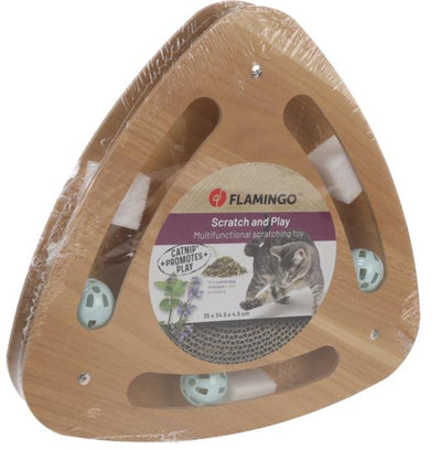 Flamingo Scratching Toy Densi Triangle with Ball Brown - котешка драскалка 35 / 34,5 / 4,5 см