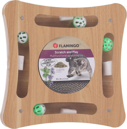 Flamingo Scratching toy Densi Square with Ball Brown - котешка драскалка 35 / 35 / 4,5 см
