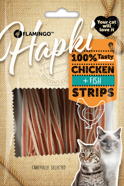 Flamingo Hapki Sushi Strips with Chicken and Fish - лакомство за котка с пилешко и риба 50 гр