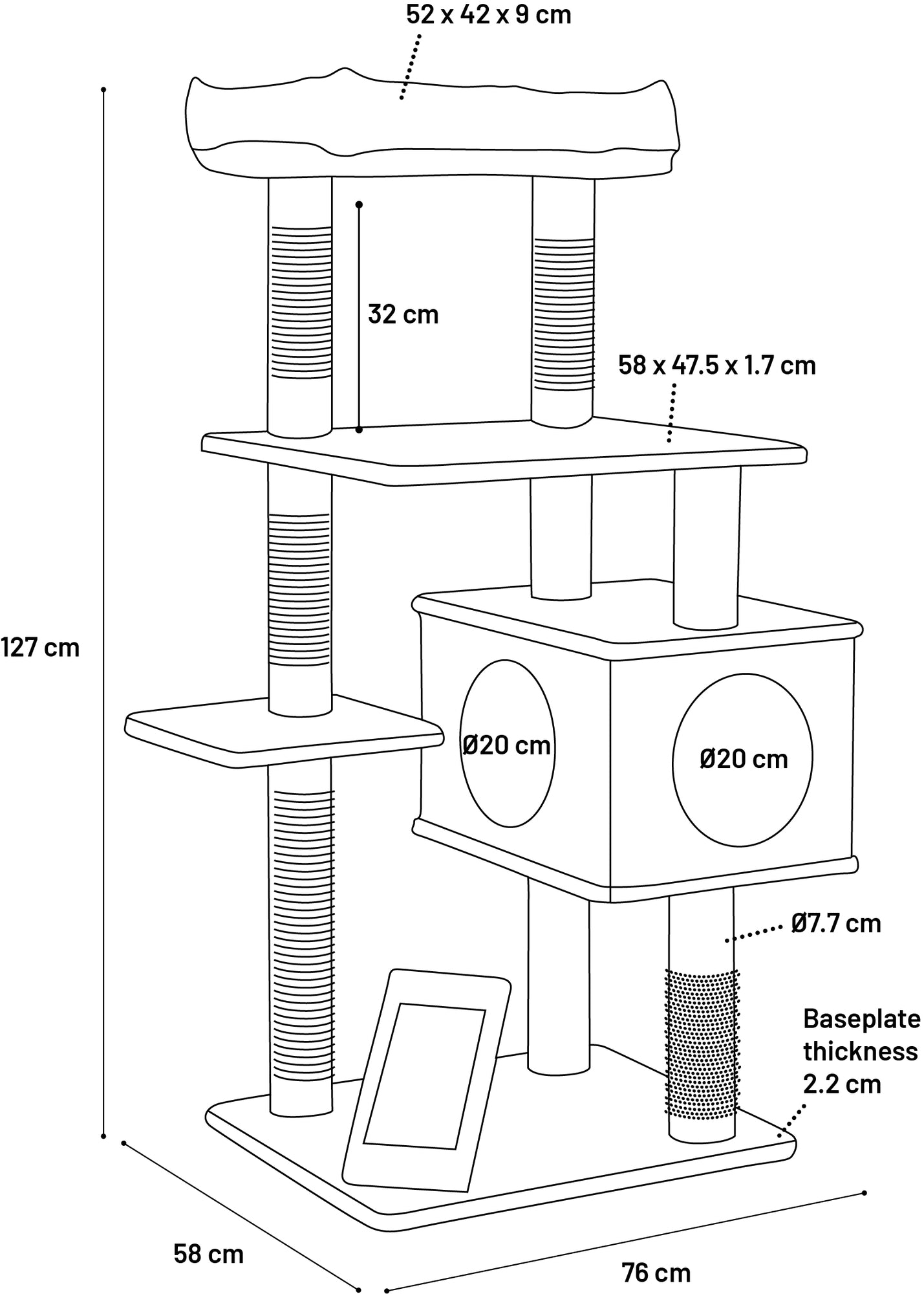 Flamingo Scratching Tree Halo - котешка катерушка 76 / 58 / 127 см