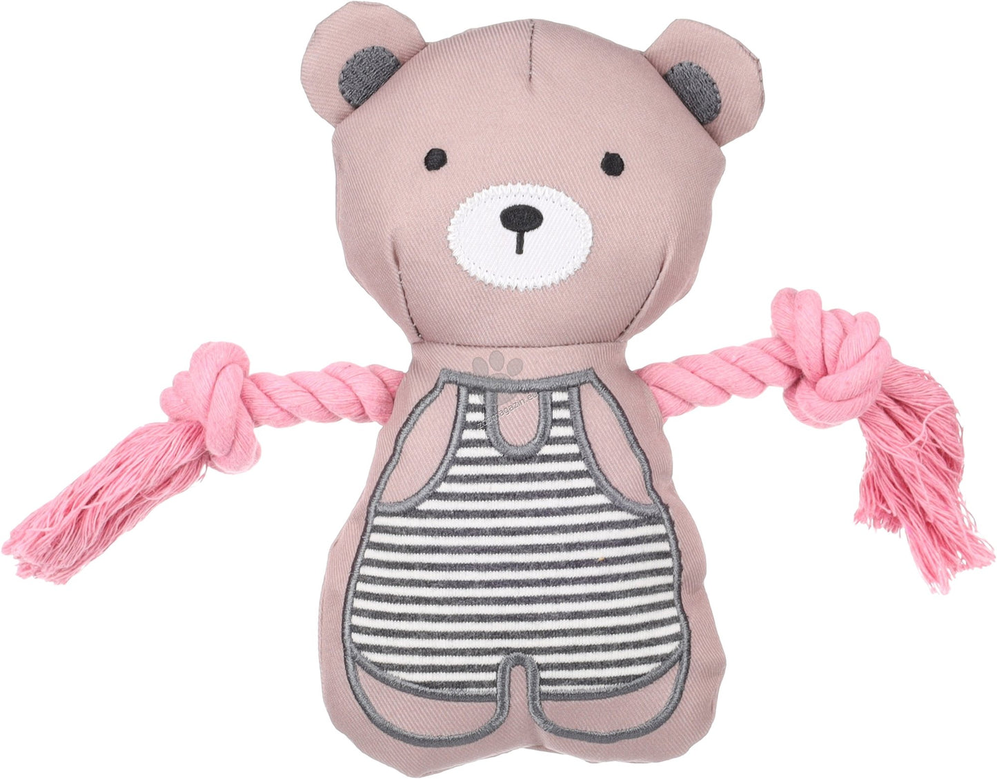 Flamingo Toy Puppy Britty Bear with rope - плюшена играчка за кученца 21 / 5,5 / 17,5 см
