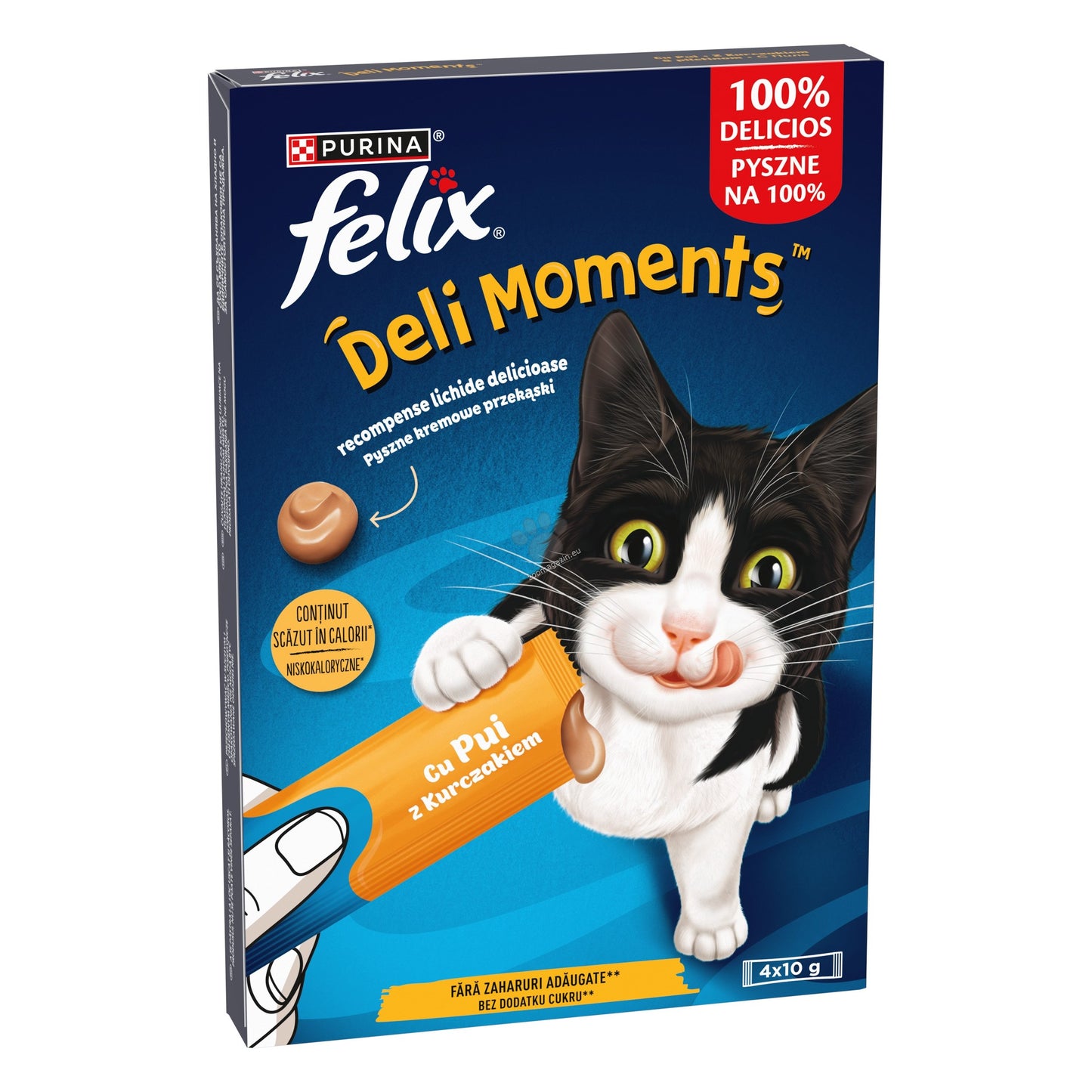 Felix Deli Moments Liquid Snacks with Chicken - течно лакомство за котки с пилешко месо 4 х 10 гр