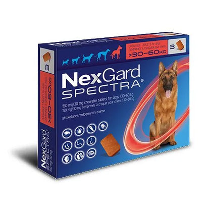 NexGard Spectra - противопаразитни таблетки за кучета от 30 до 60 кг, 3 броя