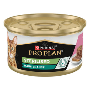 Pro Plan Sterilised - консерва за кастрирани котки с риба тон и сьомга 85 гр