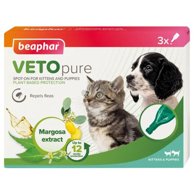 Beaphar Veto Pure Spot-on - репелентни капки за малки кученца и котки 3 x 0,4 мл