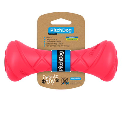 PitchDog Game Barbell Pink - гумена гиричка за кучета 19 см