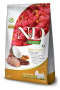N&D Quinoa Skin & Coat Mini Quail Coconut – пълноценна храна с киноа за кучета над 1г. за дребни породи при чувствителен стомах с пъдпъдък. кокос и куркума
