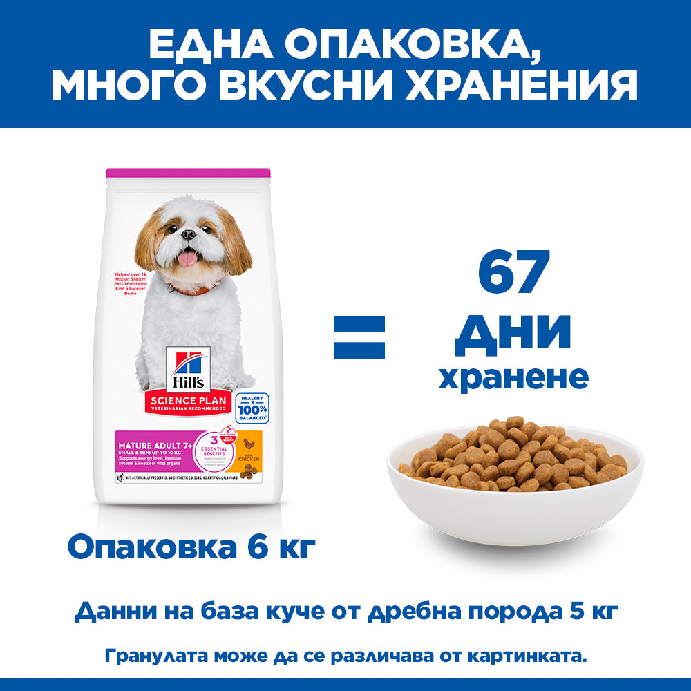 Hills Science Plan Small and Mini Mature 7+ -  суха храна за мини и малки породи кучета над 7 години с пилешко месо