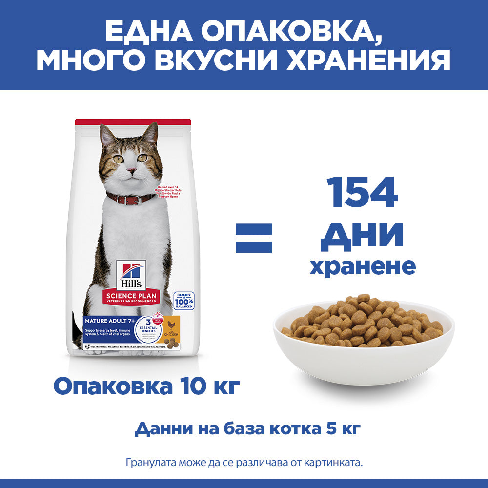 Hills Science Plan Mature Adult 7+ - с пилешко месо, за котки над 7 години