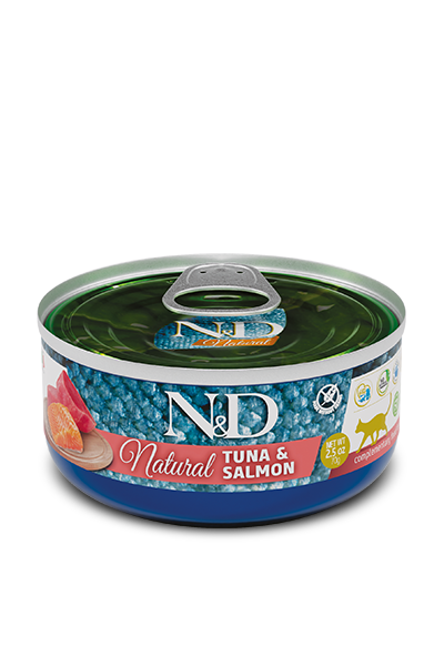N&D Natural Cat Fish Trio Menu - мокра храна за котки с риба, скариди и сьомга 6 x 70 г