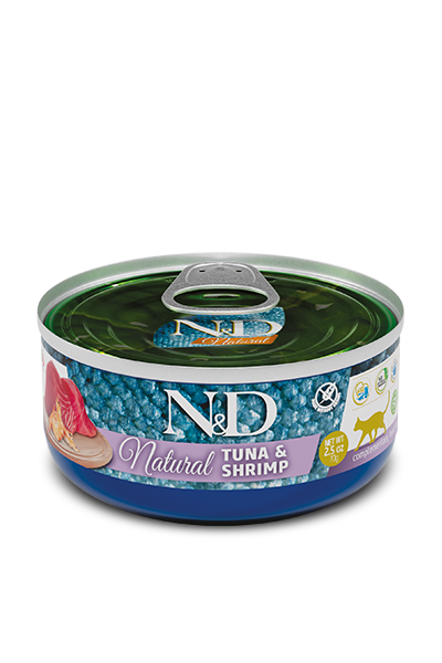N&D Natural Cat Fish Trio Menu - мокра храна за котки с риба, скариди и сьомга 6 x 70 г
