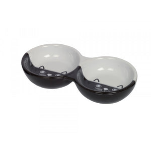 Nobby Cat ceramic double bowl Face - керамична двойна купа 22 х 11,5 х 3,5см - 2 х 130 мл