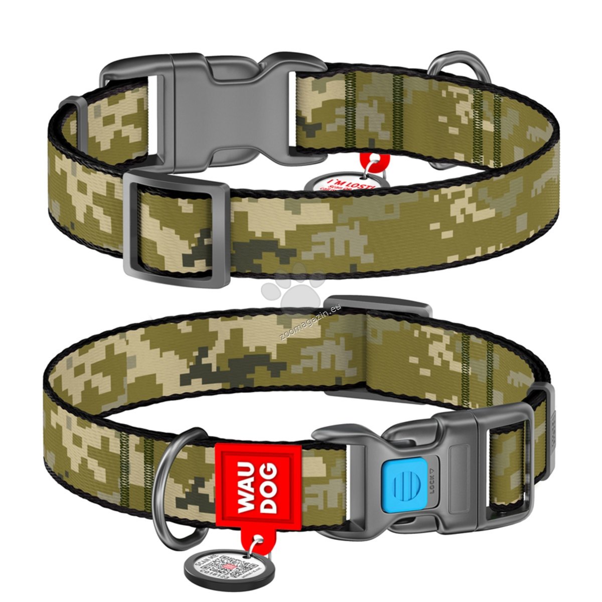 Waudog Collar Military L - нашийник с QR код за сигурност 33 / 49 см / 25 мм