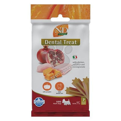 N&D Dog Dental Treat Adult Mini - дентални лакомства за кучета от дребни породи с тиква, пилешко и нар 60 гр