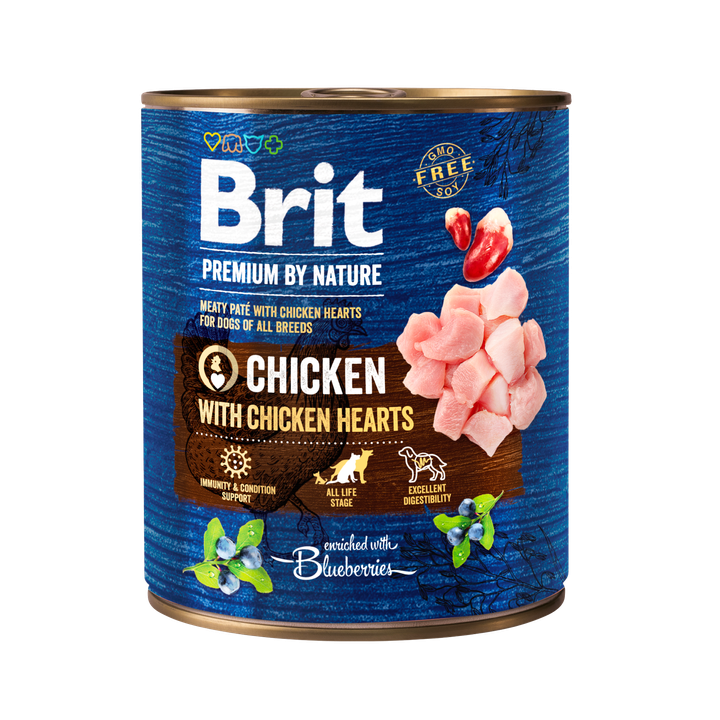 Brit Premium by Nature Chicken with Hearts - консерва за кучета с пилешко и сърца