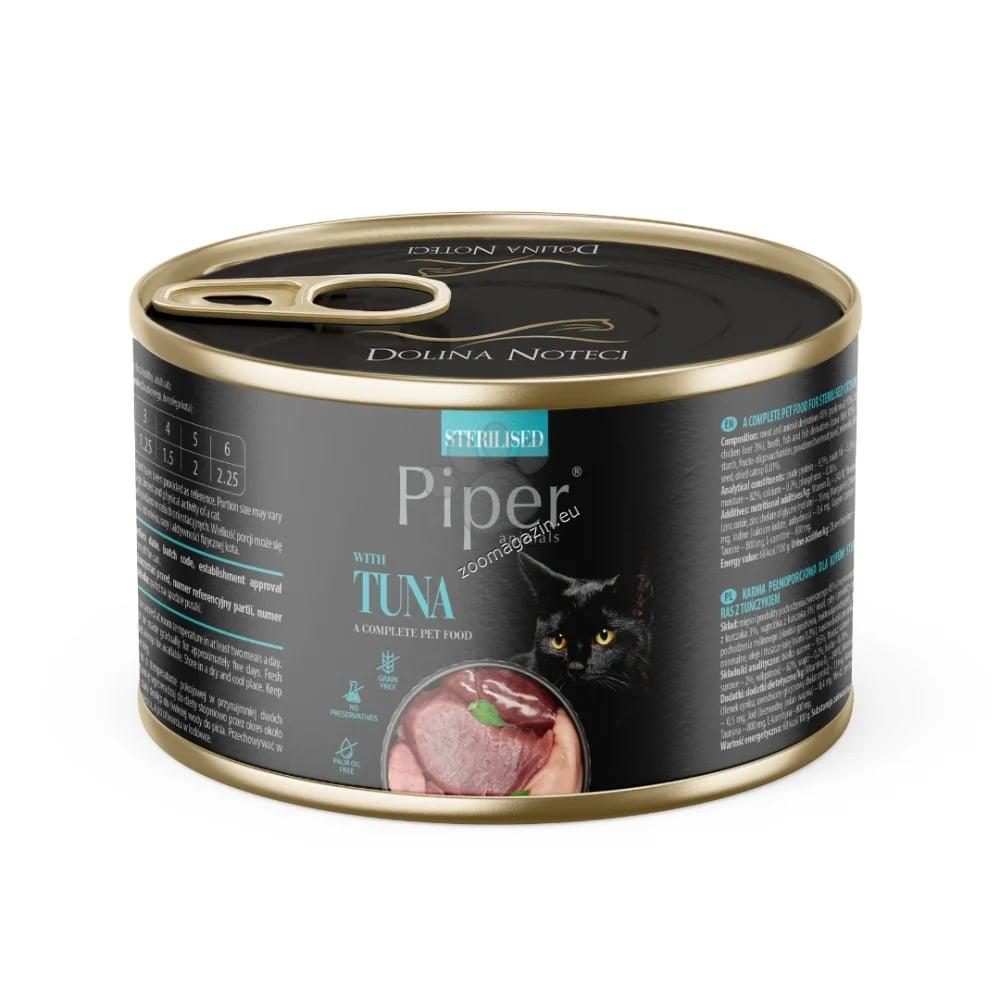 Piper Cat Sterilised Tuna - консерва за кастрирани котки с риба тон, стек 12 х 185 гр