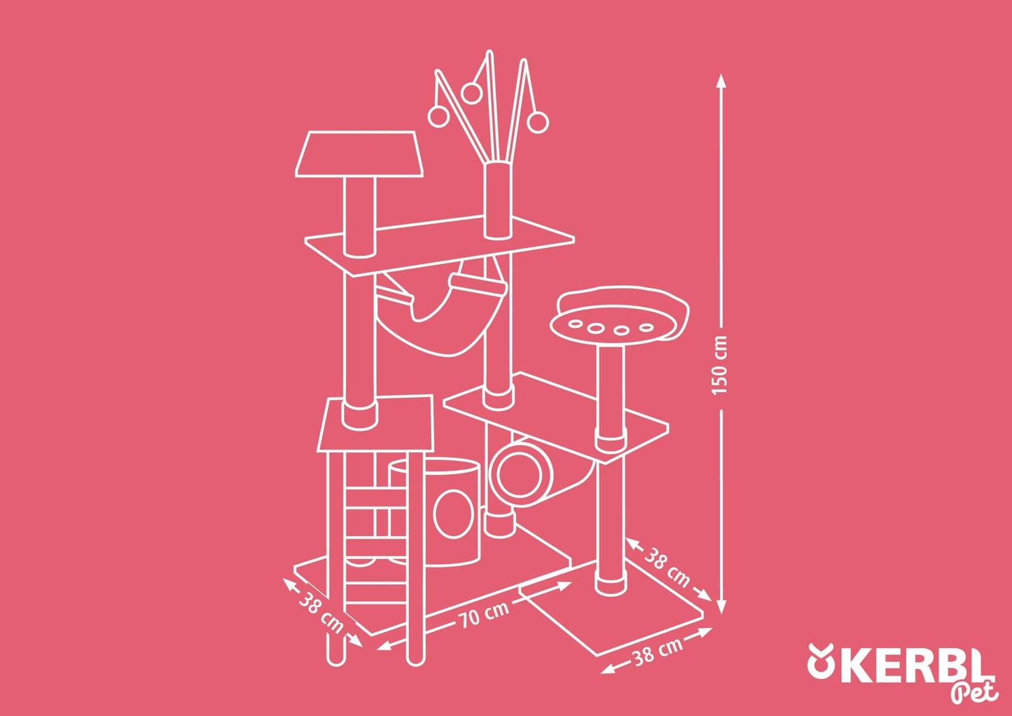 Kerbl Cat Tree Creativ - котешка катерушка 150 см