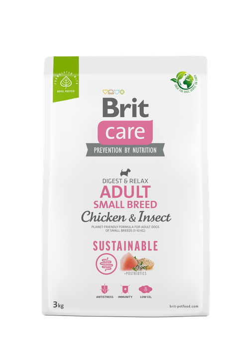 Brit Care Dog Sustainable Adult Small Breed - храна за кучета от малки породи с пилешко месо и насекоми