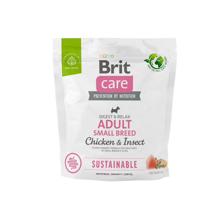 Brit Care Dog Sustainable Adult Small Breed - храна за кучета от малки породи с пилешко месо и насекоми