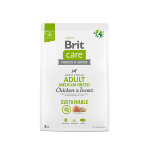 Brit Care Dog Sustainable Adult Medium Breed - храна за кучета от средни породи с пилешко месо и насекоми 1 кг